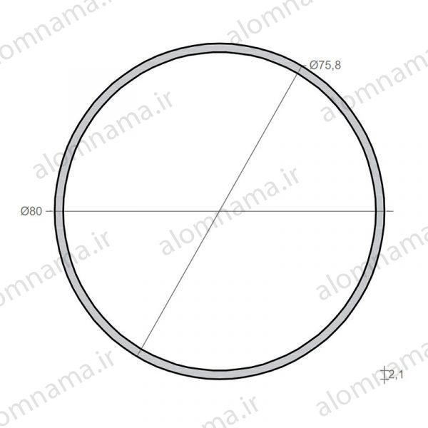 لوله آلومینیومی به قطر خارجی 80mm و ضخامت 2.1mm