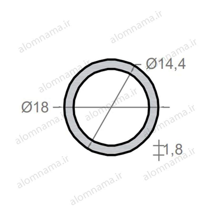 لوله آلومینیومی به قطر خارجی 18mm و ضخامت 1.8mm