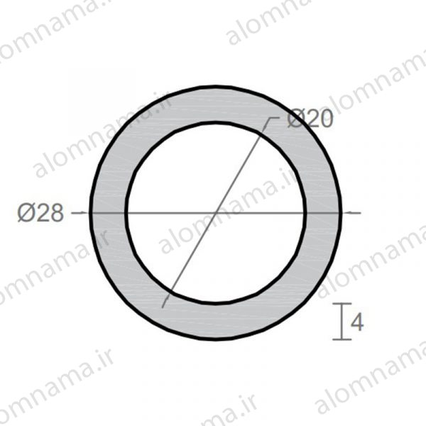 لوله آلومینیومی به قطر خارجی 28mm و ضخامت 4mm