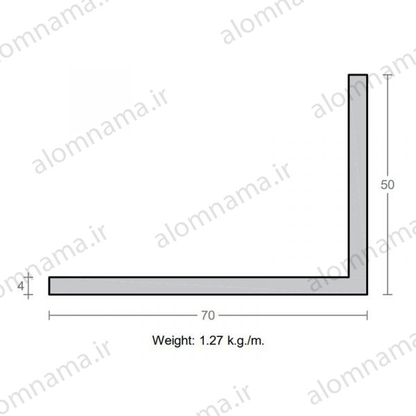 پروفیل نبشی آلومینیوم 4×50×70
