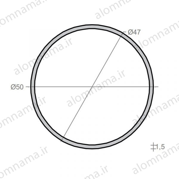 لوله آلومینیومی به قطر خارجی 50mm و ضخامت 1.5mm