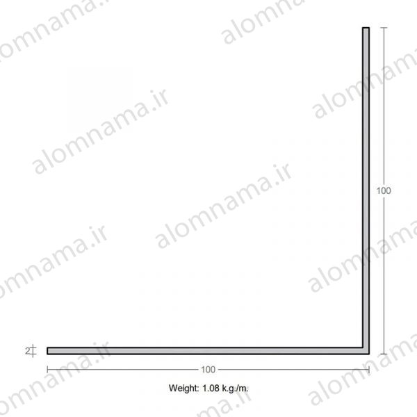 پروفیل نبشی آلومینیوم 2×100×100