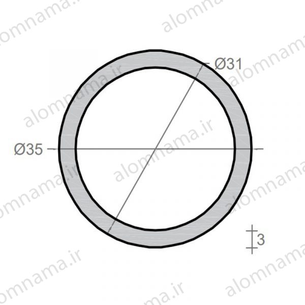 لوله آلومینیومی به قطر خارجی 35mm و ضخامت 3mm