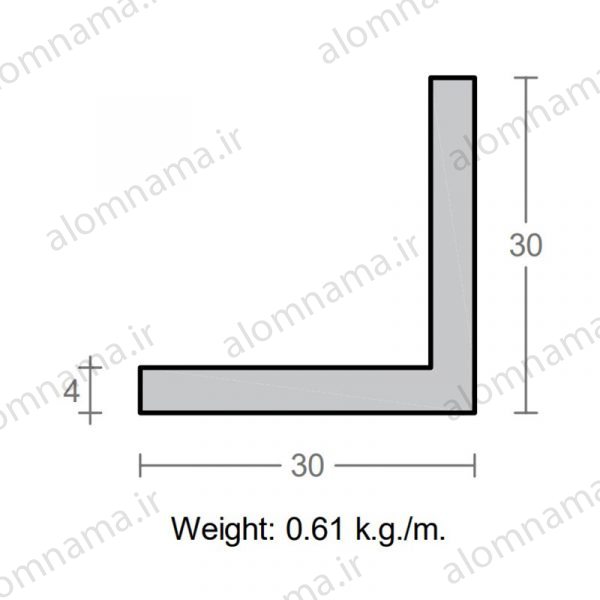پروفیل نبشی آلومینیوم 4×30×30
