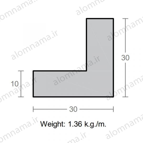 پروفیل نبشی آلومینیوم 10×30×30