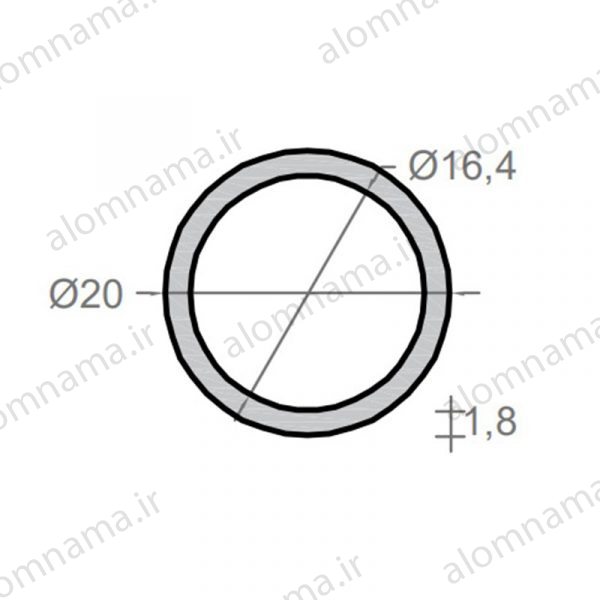 لوله آلومینیومی به قطر خارجی 20mm و ضخامت 1.8mm