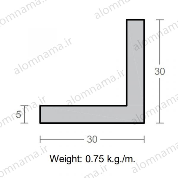 پروفیل نبشی آلومینیوم 5×30×30