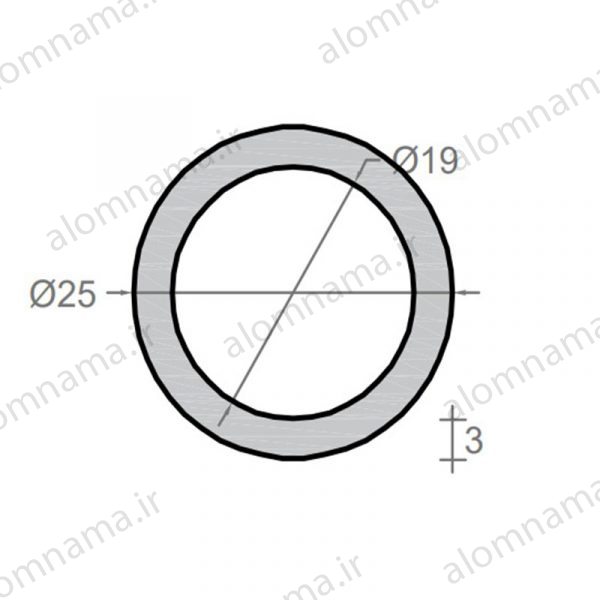 لوله آلومینیومی به قطر خارجی 25mm و ضخامت 3mm