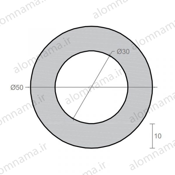 لوله آلومینیومی به قطر خارجی 50mm و ضخامت 10mm