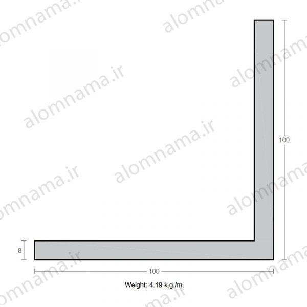 پروفیل نبشی آلومینیوم 8×100×100