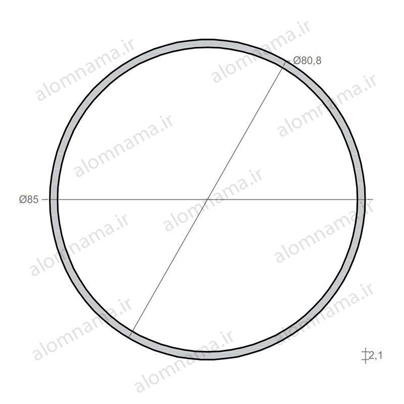 لوله آلومینیومی به قطر خارجی 85mm و ضخامت 2.1mm