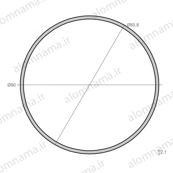لوله آلومینیومی به قطر خارجی 90mm و ضخامت 2.1mm