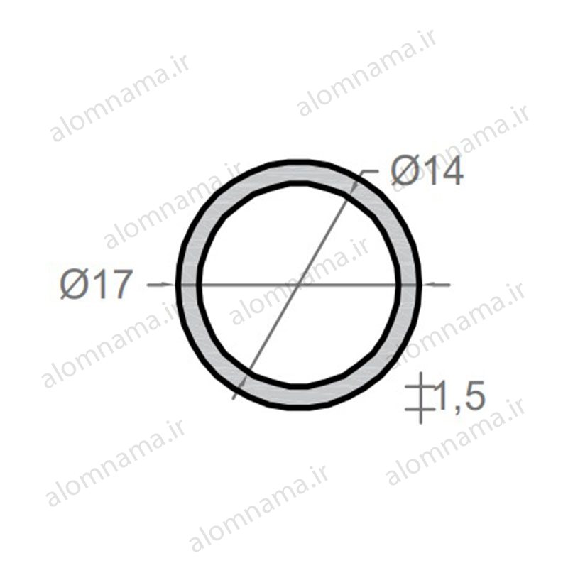 لوله آلومینیومی به قطر خارجی 17mm و ضخامت 1.5mm
