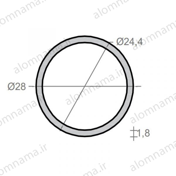 لوله آلومینیومی به قطر خارجی 28mm و ضخامت 1.8mm