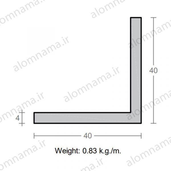 پروفیل نبشی آلومینیوم 4×40×40