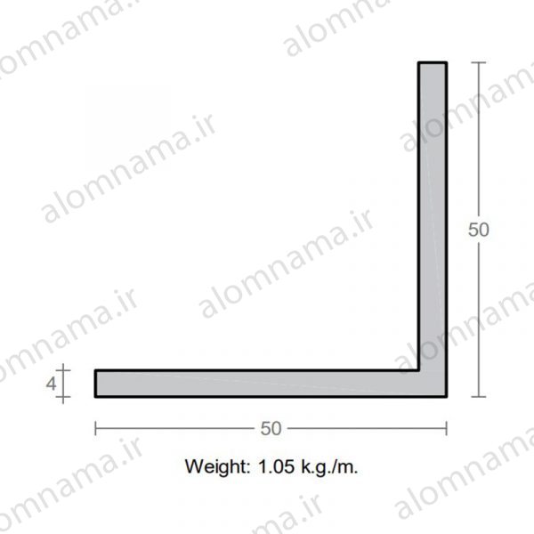 پروفیل نبشی آلومینیوم 4×50×50