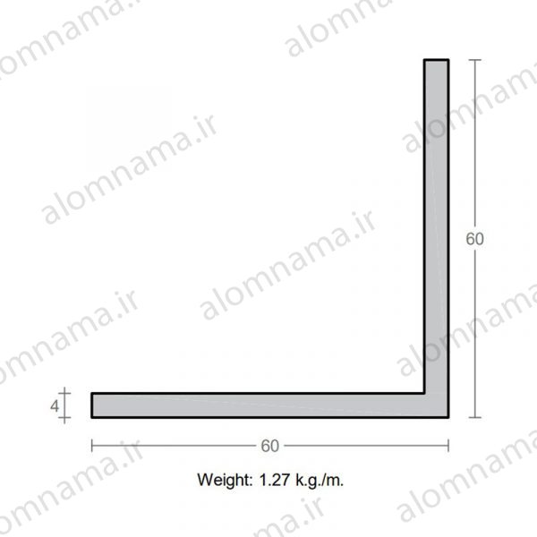 پروفیل نبشی آلومینیوم 4×60×60