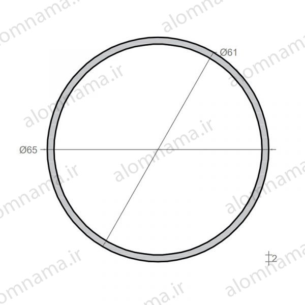 لوله آلومینیومی به قطر خارجی 65mm و ضخامت 2mm
