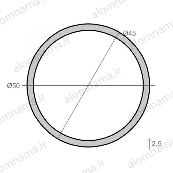 لوله آلومینیومی به قطر خارجی 50mm و ضخامت 2.5mm