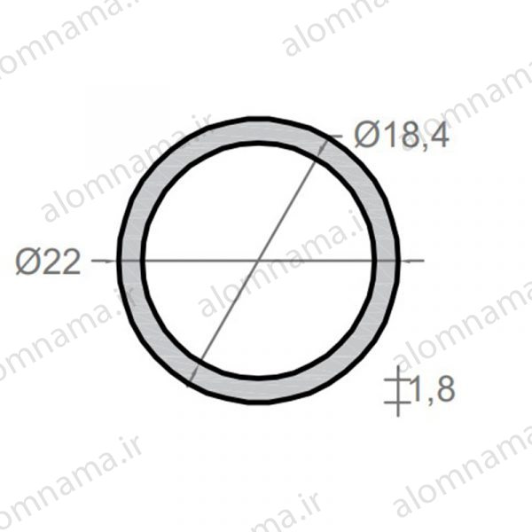 لوله آلومینیومی به قطر خارجی 22mm و ضخامت 1.8mm