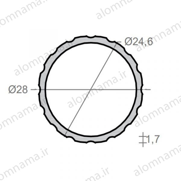 لوله آلومینیومی به قطر خارجی 28mm و ضخامت 1.7mm
