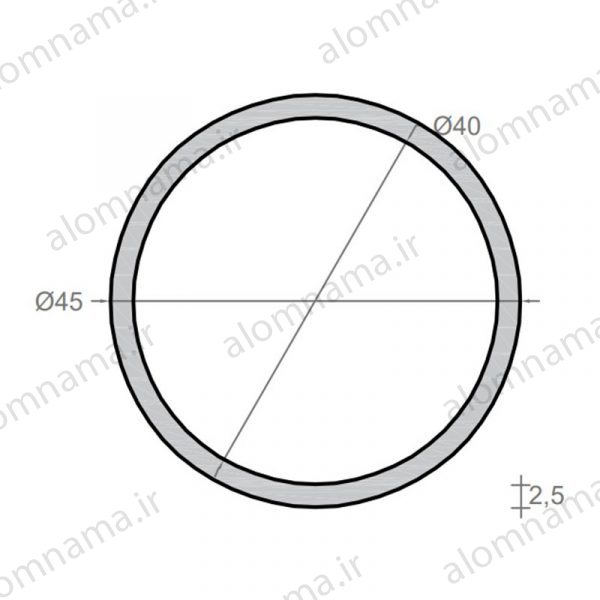 لوله آلومینیومی به قطر خارجی 45mm و ضخامت 2.5mm