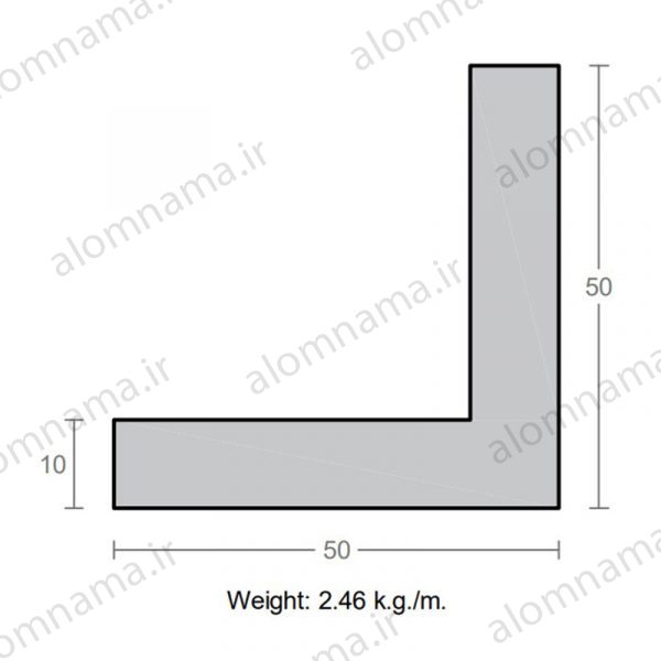 پروفیل نبشی آلومینیوم 10×50×50