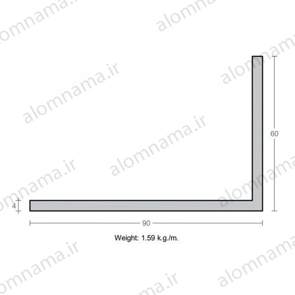 پروفیل نبشی آلومینیوم 4×60×90