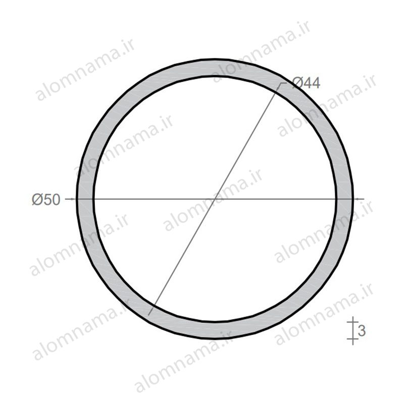 لوله آلومینیومی به قطر خارجی 50mm و ضخامت 3mm