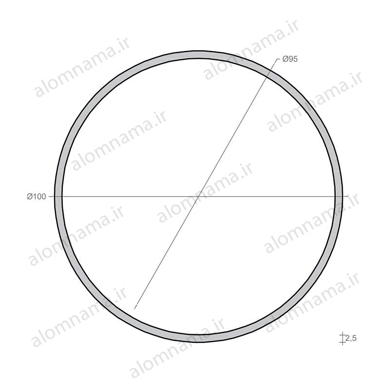 لوله آلومینیومی به قطر خارجی 100mm و ضخامت 2.5mm
