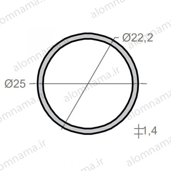 لوله آلومینیومی به قطر خارجی 25mm و ضخامت 1.4mm