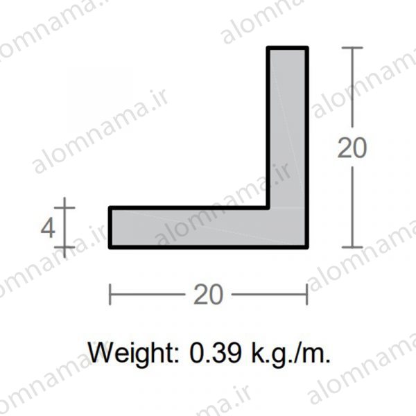 پروفیل نبشی آلومینیوم 4×20×20