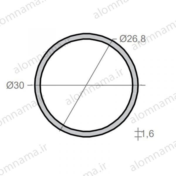 لوله آلومینیومی به قطر خارجی 30mm و ضخامت 1.6mm