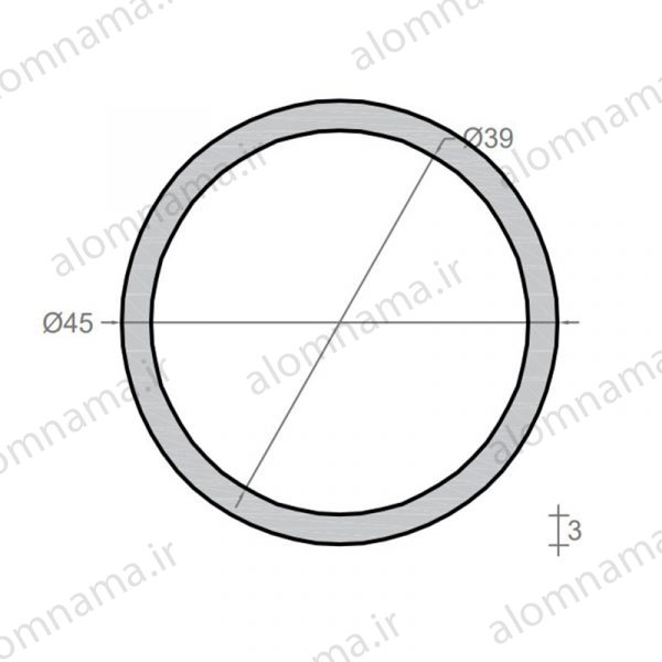 لوله آلومینیومی به قطر خارجی 45mm و ضخامت 3mm