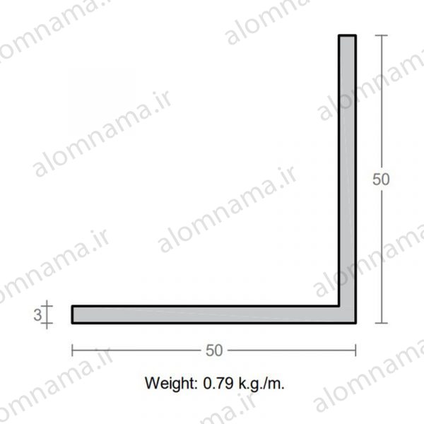 پروفیل نبشی آلومینیوم 3×50×50