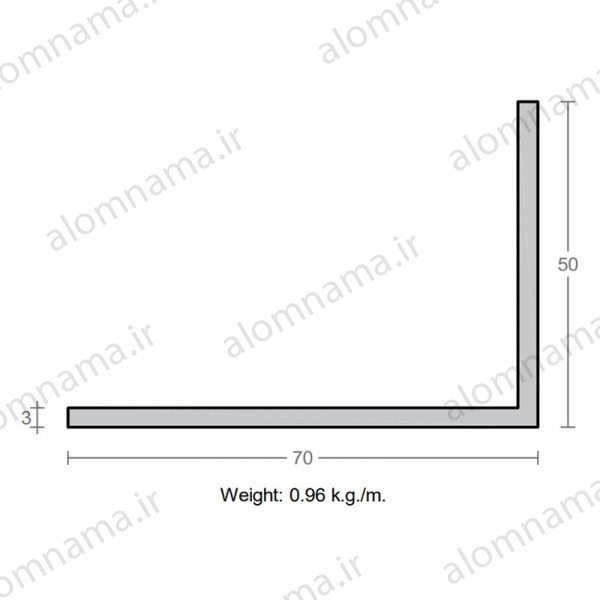 پروفیل نبشی آلومینیوم 3×50×70