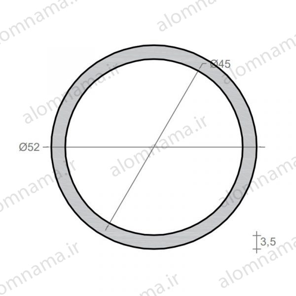 لوله آلومینیومی به قطر خارجی 52mm و ضخامت 3.5mm