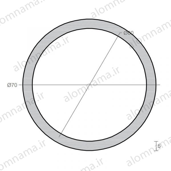 لوله آلومینیومی به قطر خارجی 70mm و ضخامت 5mm