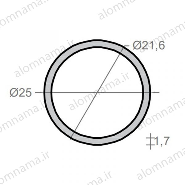 لوله آلومینیومی به قطر خارجی 25mm و ضخامت 1.7mm