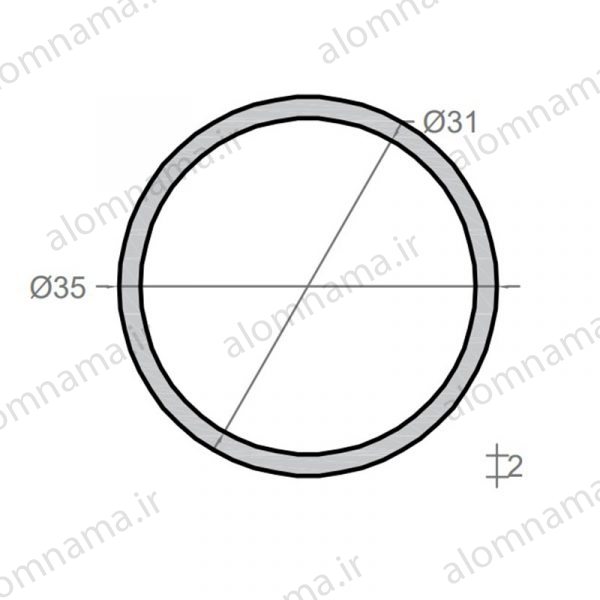 لوله آلومینیومی به قطر خارجی 35mm و ضخامت 2mm