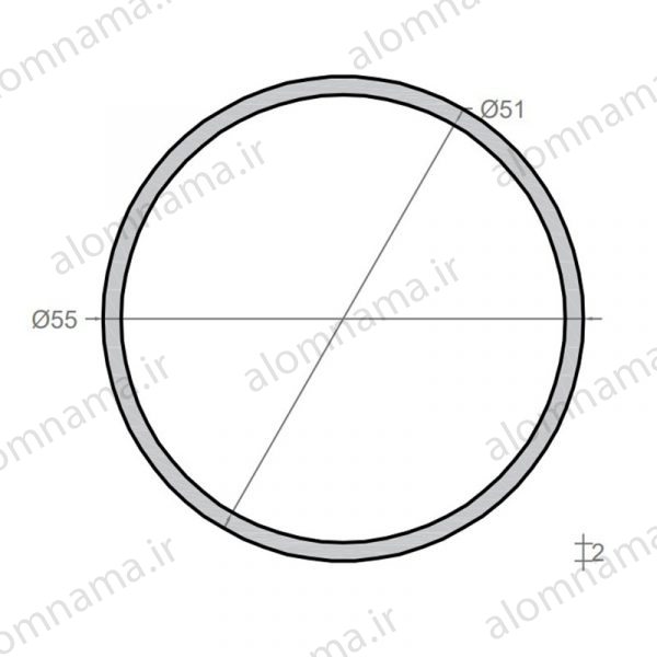 لوله آلومینیومی به قطر خارجی 55mm و ضخامت 2mm