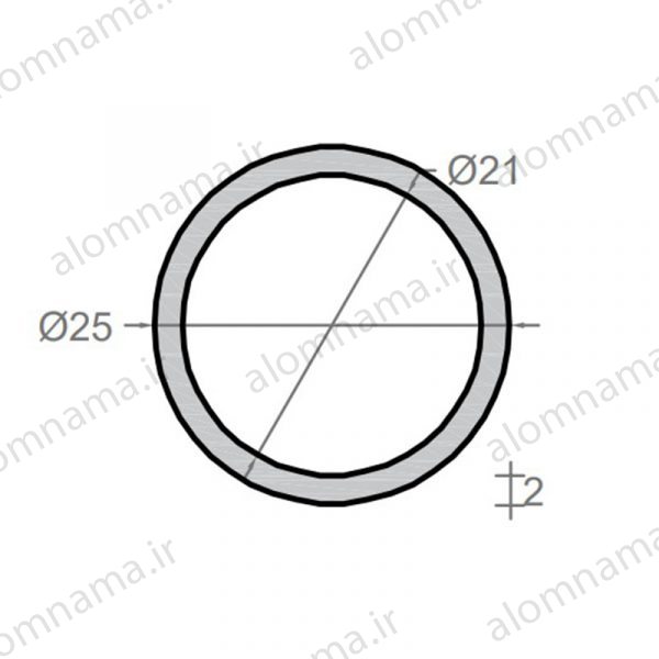 لوله آلومینیومی به قطر خارجی 25mm و ضخامت 2mm