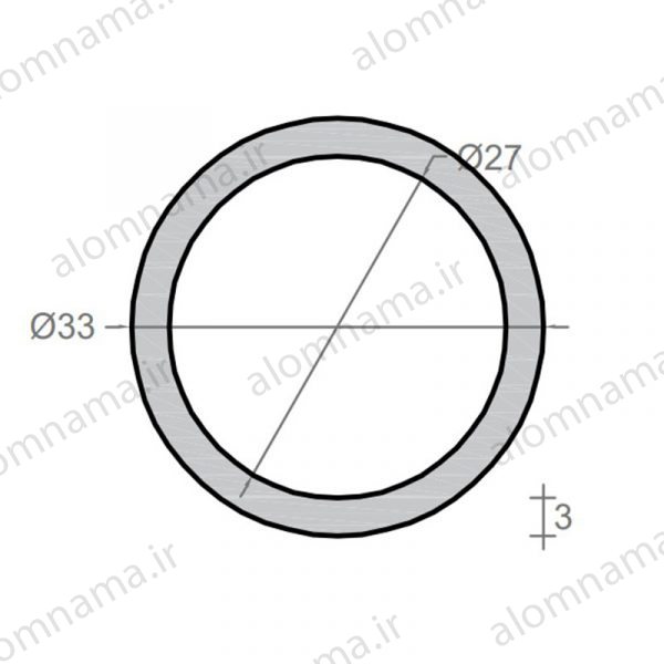 لوله آلومینیومی به قطر خارجی 33mm و ضخامت 3mm