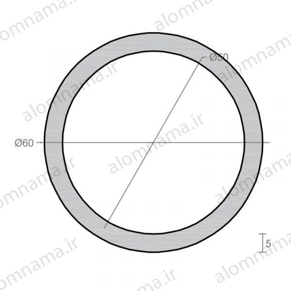 لوله آلومینیومی به قطر خارجی 60mm و ضخامت 5mm