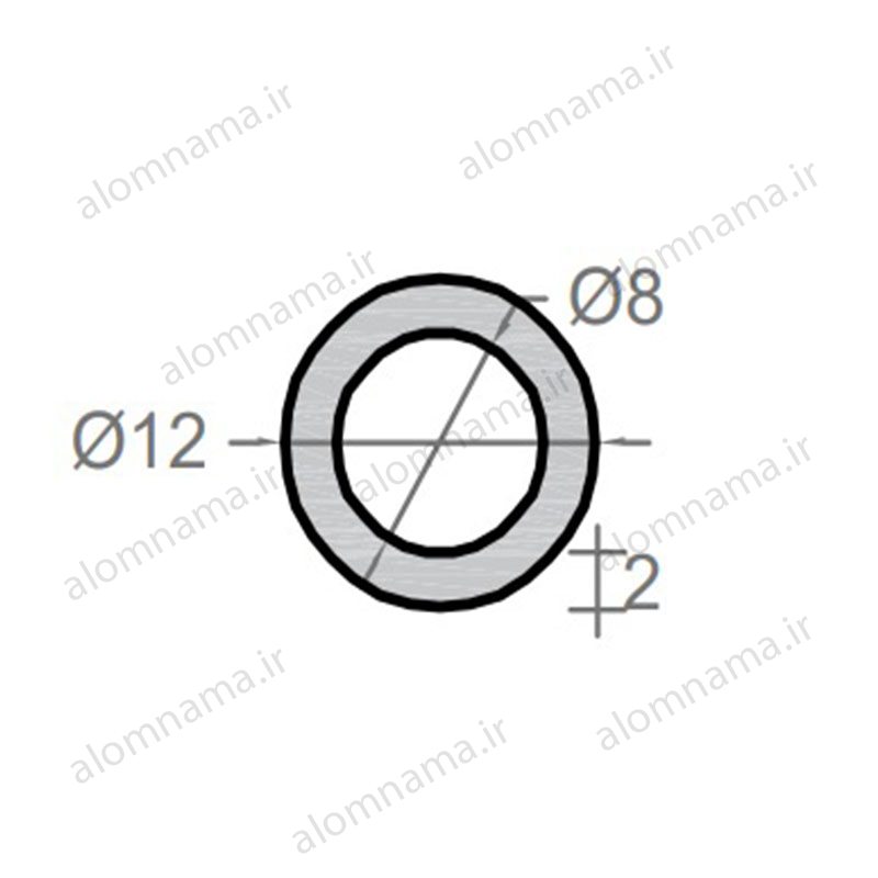 لوله آلومینیومی به قطر خارجی 12mm و ضخامت 2mm