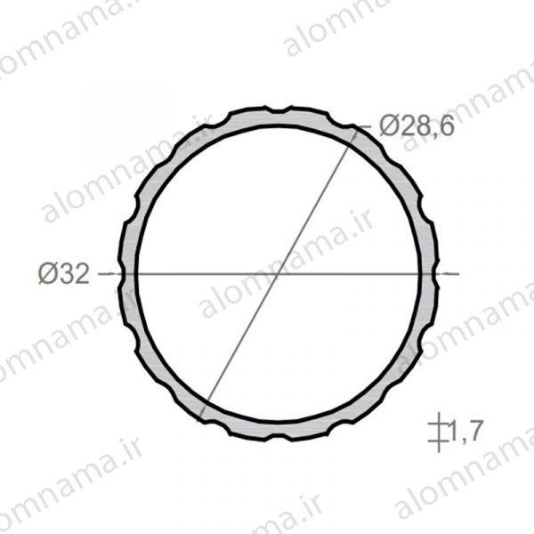 لوله آلومینیومی به قطر خارجی 32mm و ضخامت 1.7mm