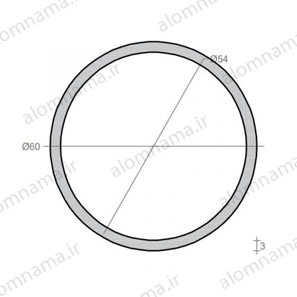 لوله آلومینیومی به قطر خارجی 60mm و ضخامت 3mm